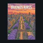 Buenos Aires Argentinië Travel Art Vintage Briefkaart<br><div class="desc">Buenos Aires retro vector reisontwerp. Buenos Aires,  de bruisende hoofdstad van Argentinië,  staat bekend om zijn op Europa geïnspireerde architectuur,  rijke tangocultuur en keuken van wereldklasse.</div>