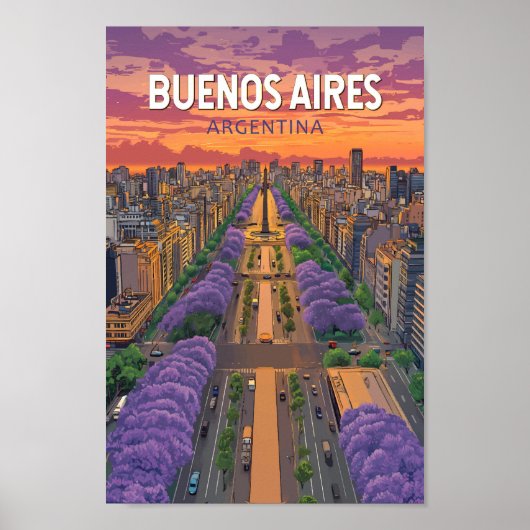 Buenos Aires Argentinië Travel Art Vintage Poster (Voorkant)