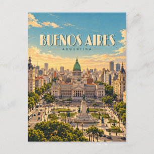 Buenos Aires Argentinië Vintage Reis Kunst Briefkaart