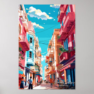 Buenos Aires Argentinië vintage reisillustratie Poster