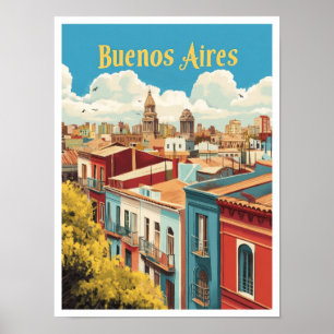 Buenos Aires Argentinië Vintage Travel Illustratie Poster