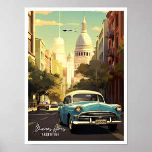 Buenos Aires Argentinië Vintage Travel Illustratie Poster
