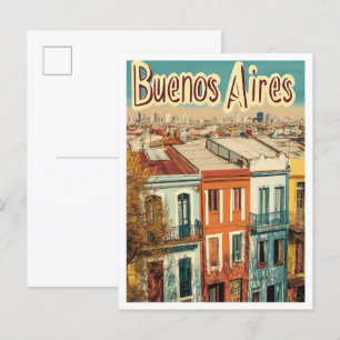 Buenos Aires Art Vintage Travel Illustratie Briefkaart