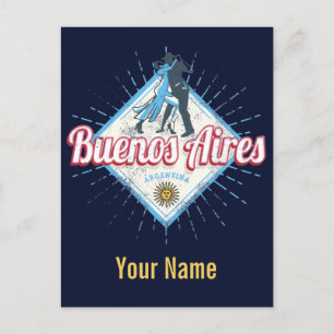 Buenos Aires City Argentina Retro Tango  Briefkaart