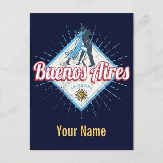 Buenos Aires City Argentina Retro Tango  Briefkaart (Voorkant)