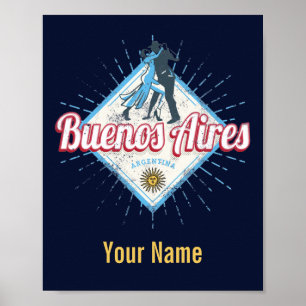 Buenos Aires City Argentina Retro Tango  Poster