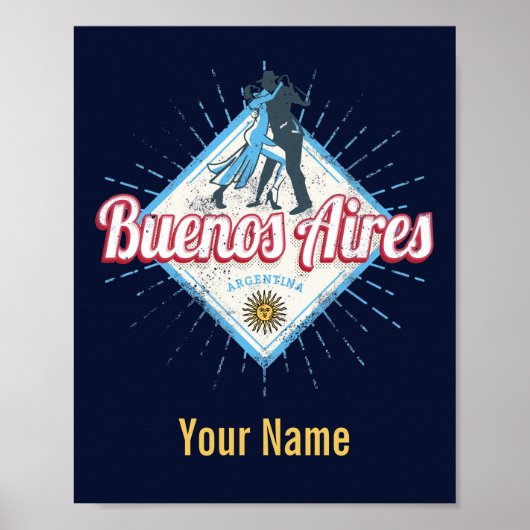 Buenos Aires City Argentina Retro Tango Poster (Voorkant)