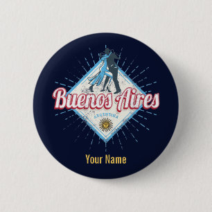 Buenos Aires City Argentina Retro Tango  Ronde Button 5,7 Cm