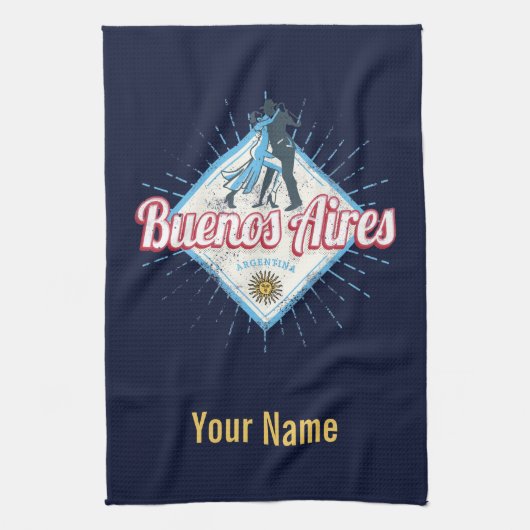Buenos Aires City Argentina Retro Tango  Theedoek (Verticaal)