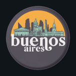 Buenos Aires  City Skyline Cityscape Art Magneet<br><div class="desc">en retro-stadsplan met prachtige skyline, toeristische attractie en cityscape art. Koelwolkenkrabber en bouwartikelen voor silhouette-illustratie voor toeristen en reizigers. Perfect als souvenir om terug naar huis te brengen wanneer je over de hele wereld reist. Bespaar de herinnering aan uw reis en vakantie met familie en vrienden. De achtergrondkleur kan aan...</div>