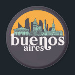 Buenos Aires  City Skyline Cityscape Art Magneet<br><div class="desc">en retro-stadsplan met prachtige skyline, toeristische attractie en cityscape art. Koelwolkenkrabber en bouwartikelen voor silhouette-illustratie voor toeristen en reizigers. Perfect als souvenir om terug naar huis te brengen wanneer je over de hele wereld reist. Bespaar de herinnering aan uw reis en vakantie met familie en vrienden. De achtergrondkleur kan aan...</div>