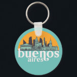 Buenos Aires  City Skyline Cityscape Art Sleutelhanger<br><div class="desc">en retro-stadsplan met prachtige skyline, toeristische attractie en cityscape art. Koelwolkenkrabber en bouwartikelen voor silhouette-illustratie voor toeristen en reizigers. Perfect als souvenir om terug naar huis te brengen wanneer je over de wereld reist. Bespaar de herinnering aan uw reis en vakantie met familie en vrienden. De achtergrondkleur kan aan uw...</div>