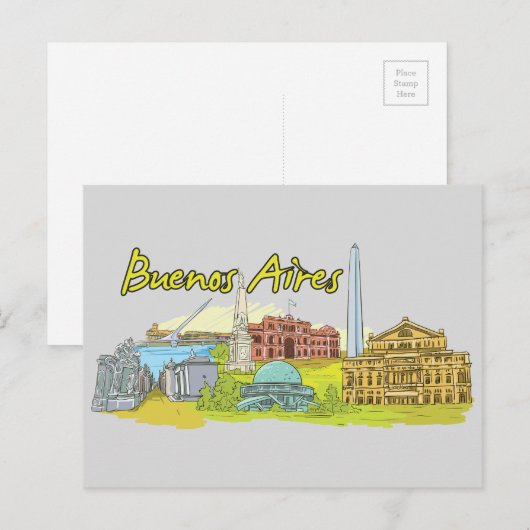 Buenos Aires, de Argentijnse beroemde stad Briefkaart (Voorkant / Achterkant)