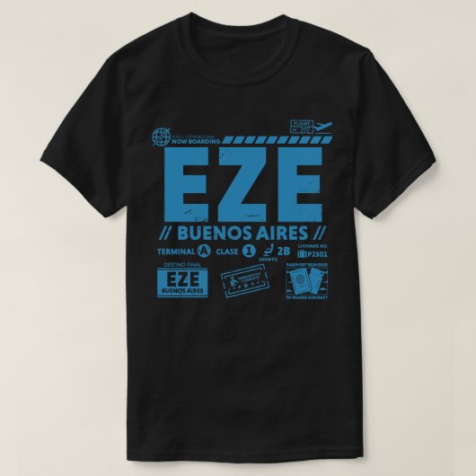  Buenos Aires EZE Airport Code Reisdag R T-shirt (Design voorkant)