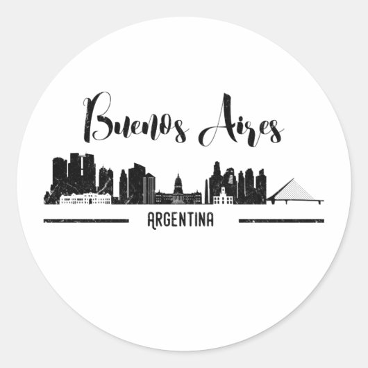 Buenos Aires Graphic Skyline Ronde Sticker (Voorkant)