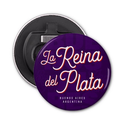 Buenos Aires "La Reina del Plata" typography Art   Button Flesopener (Voorkant)