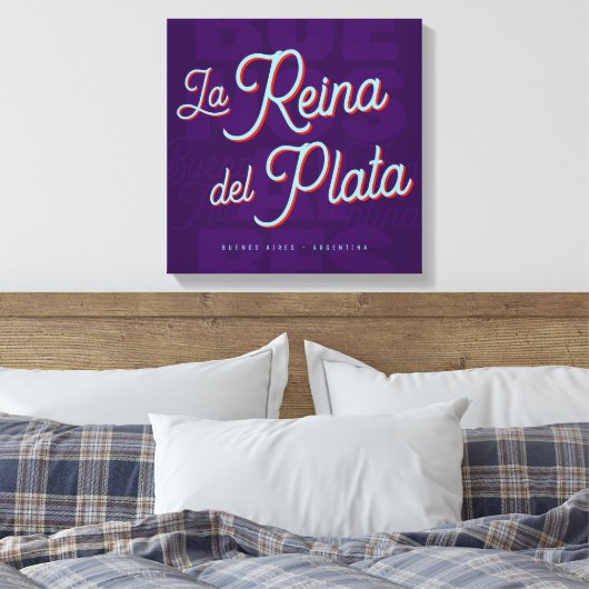 Buenos Aires "La Reina del Plata" typography art Canvas Afdruk (Insitu (Slaapkamer))