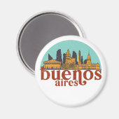 Buenos Aires Retro City Skyline Cityscape Art Magneet (Voorkant / Achterkant)