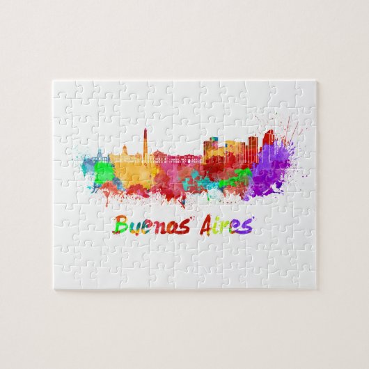 Buenos Aires skyline in watercolor Legpuzzel (Horizontaal)