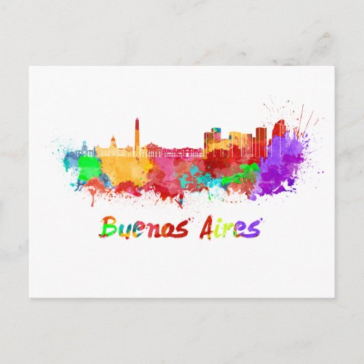 Buenos Aires skyline in waterverf Briefkaart (Voorkant)