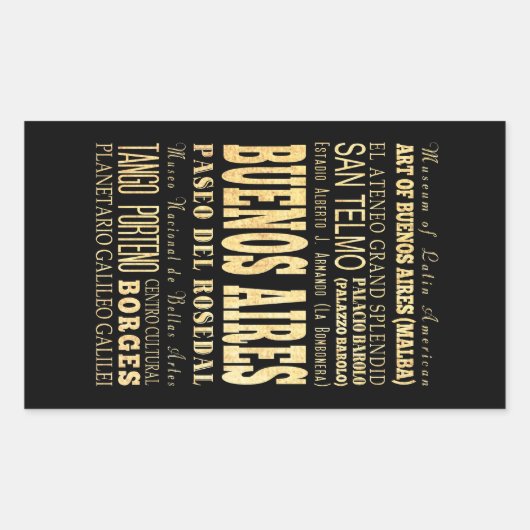 Buenos Aires Stad van Argentinië Typografie Kunst Rechthoekige Sticker (Voorkant)