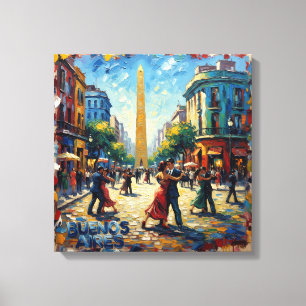 Buenos Aires Tango Straatscène op Canvas Opgespann Afdruk