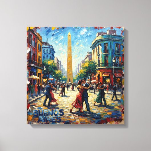 Buenos Aires Tango Straatscène op Canvas Opgespann Afdruk (Voorkant)