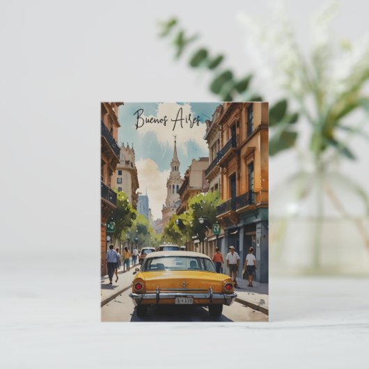 Buenos Aires waterverf kunst Briefkaart (Staand voorkant)