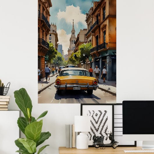 Buenos Aires waterverf kunst Poster (Thuiskantoor)