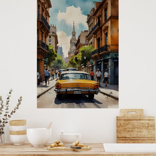 Buenos Aires waterverf kunst Poster (Keuken)