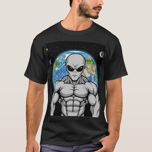 Buff Alien — Humans Aren’t Ready for This T-shirt (Voorkant)