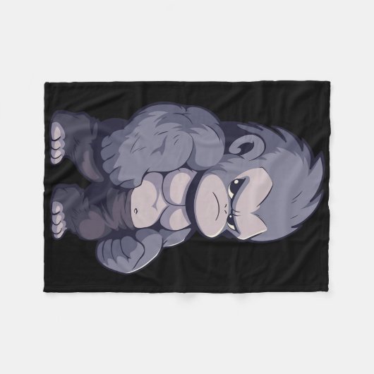 Buff Alpha Silverback Gorilla Ape Design Boxing Go Fleece Deken (Voorkant (Horizontaal))