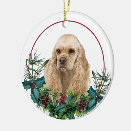 Buff American Cocker Spaniel Evergreen Wreath Keramisch Ornament (Links)