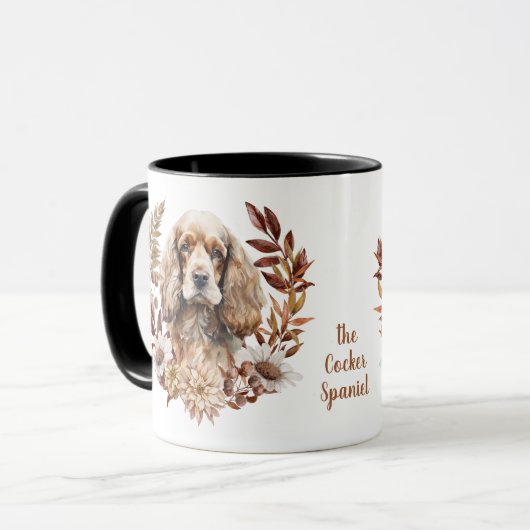 Buff Amerikaanse Cocker Spaniel Hond Herfst krans Mok (Voorkant links)