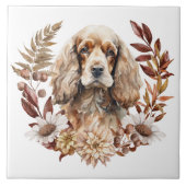 Buff Amerikaanse Cocker Spaniel Hond Herfst krans Tegeltje (Voorkant)