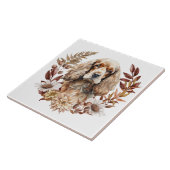 Buff Amerikaanse Cocker Spaniel Hond Herfst krans Tegeltje (Zijkant)