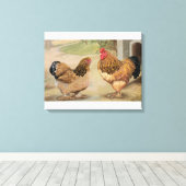 Buff Brahma Rooster en Hen Canvas Afdruk (Insitu (Houten vloer))