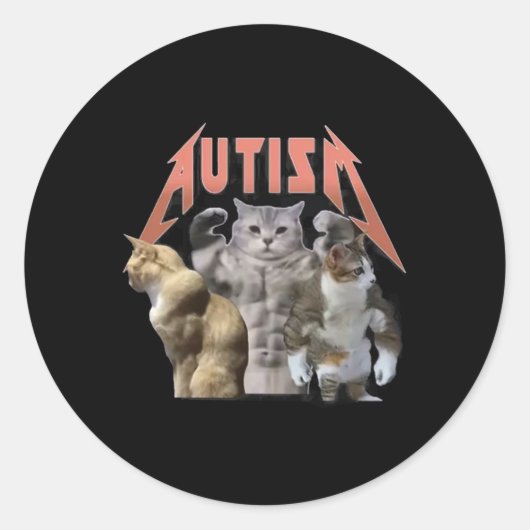 Buff Cats Autisme meme Ronde Sticker (Voorkant)