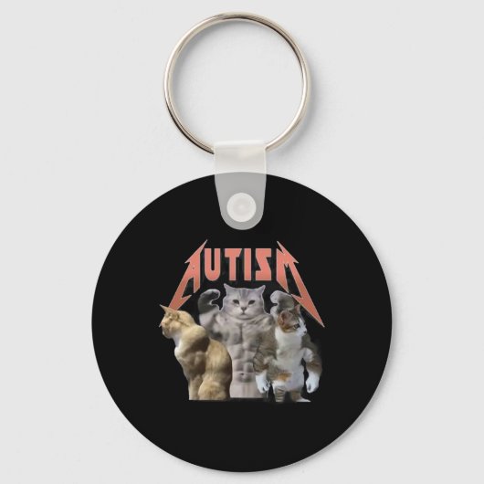 Buff Cats Autisme meme Sleutelhanger (Voorkant)