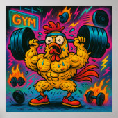 Buff Chicken Lifting Weights-Poster Poster (Voorkant)