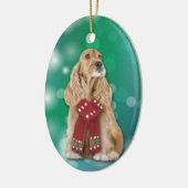Buff Cocker Spaniel Dog Bokeh Kerstmis Keramisch Ornament (Links)