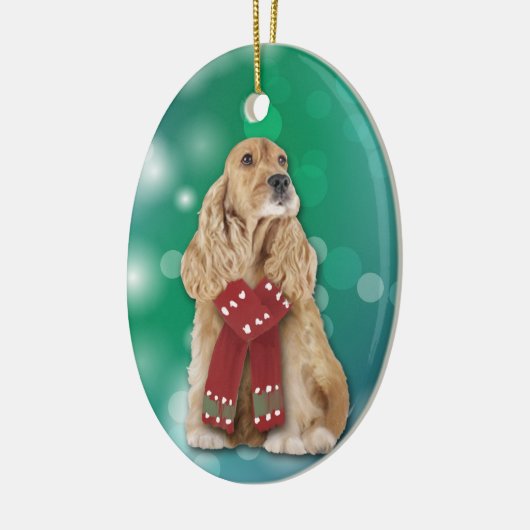 Buff Cocker Spaniel Dog Bokeh Kerstmis Keramisch Ornament (Links)