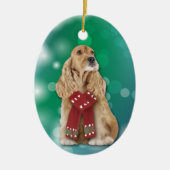 Buff Cocker Spaniel Dog Bokeh Kerstmis Keramisch Ornament (Voorkant)