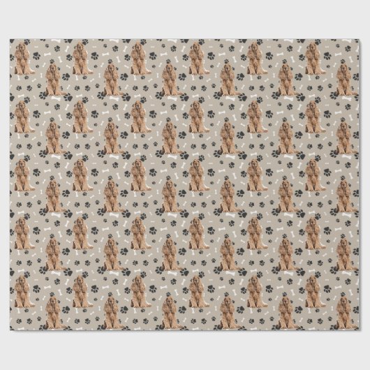 Buff Cocker Spaniel Dog Paw Prints Alle Gelegenhei Cadeaupapier (Vlak)