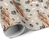 Buff Cocker Spaniel Dog Paw Prints Alle Gelegenhei Cadeaupapier (Rol Hoek)