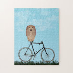 Buff Cocker Spaniel Dog Zitten op  fiets Legpuzzel<br><div class="desc">Puzzle met een schattig Cocker Spaniel op een ouderwetse fiets op een blauwe zomerdag.</div>
