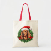 Buff Cocker Spaniel Holiday Wreath Tote Bag (Voorkant)