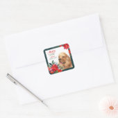 Buff Cocker Spaniel Hond Poinsettia Boeket Vierkante Sticker (Envelop)