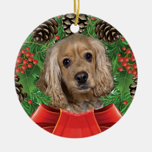 Buff Cocker Spaniel kerstversiering Keramisch Ornament (Voorkant)
