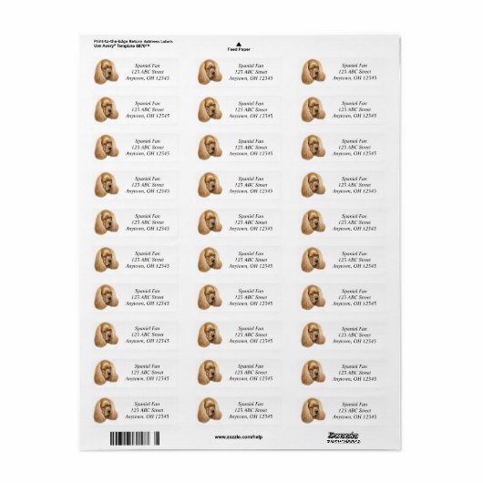 Buff Cocker Spaniel Label (Full Sheet)